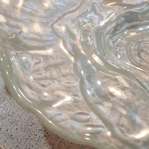 Vintage Turkish Art Glass Oyster Shell Ring Dish / Plate - Picture 7 of 8
